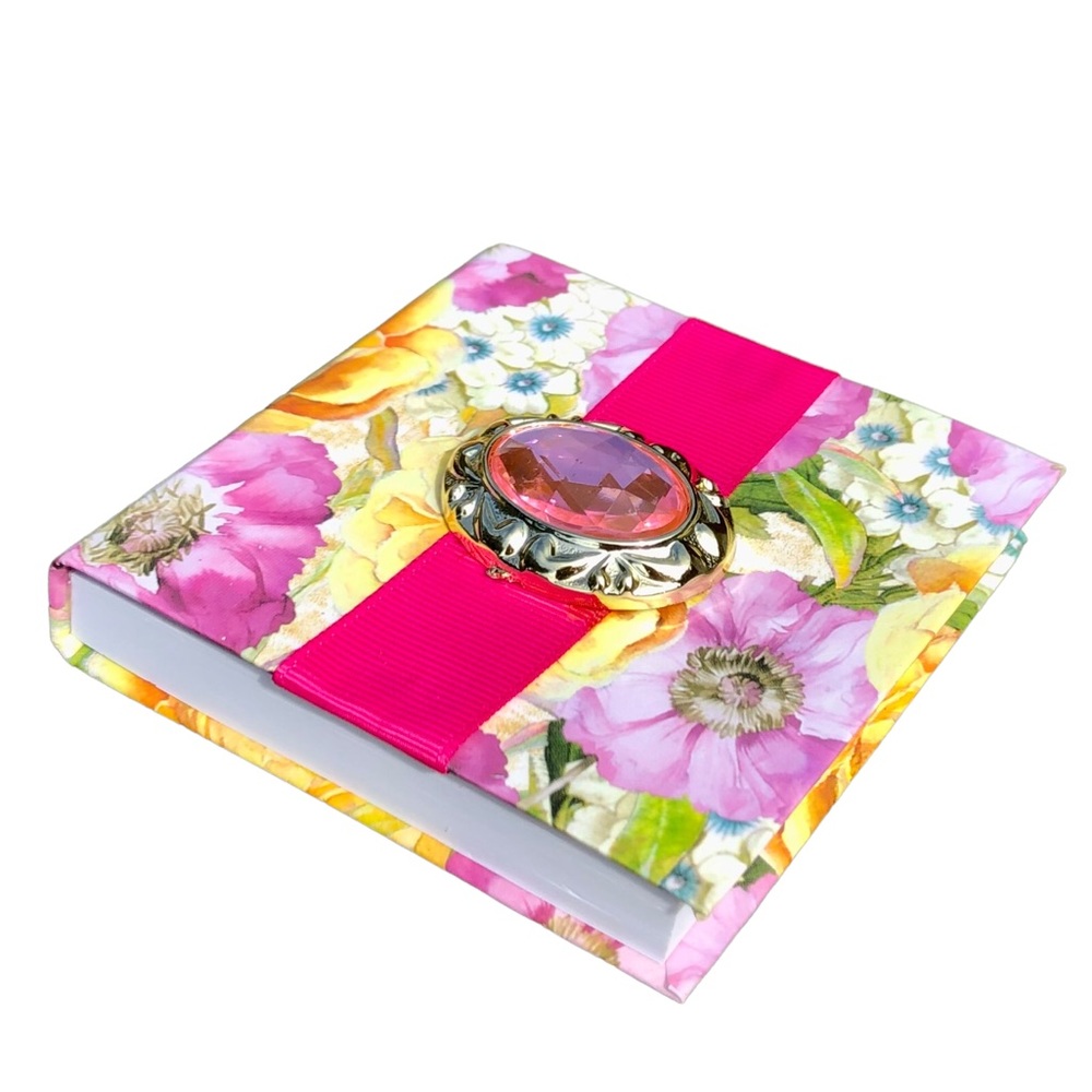 Lily McGee Floral Brooch Embellished Hardcover Purse Notepad